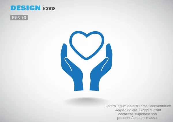 Szív-kéz egyszerű ikonra, egészséges életmód fogalma — Stock Vector