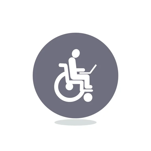 Handicapés avec ordinateur portable en fauteuil roulant — Image vectorielle