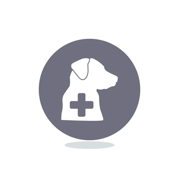 Underteckna med hund siluett och korset, veterinärmedicinska logotyp koncept — Stock vektor
