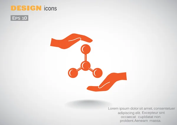 Moleculaire compound en handen web pictogram — Stockvector