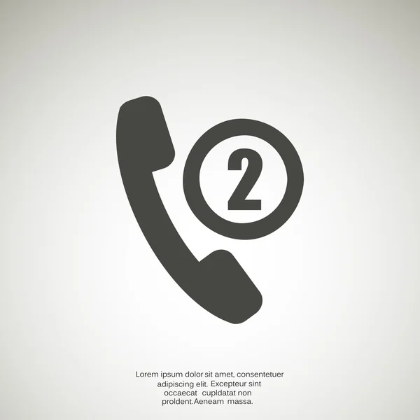 Tubo de teléfono con dos llamadas faltantes icono web, ilustración de vector simple — Vector de stock