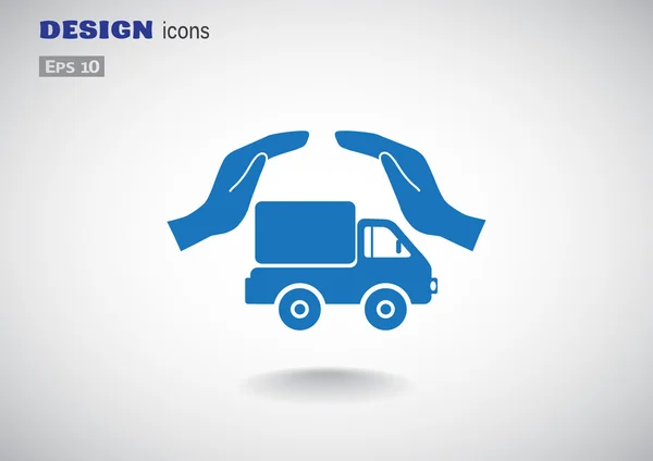 Lastbil med händerna web icon — Stock vektor
