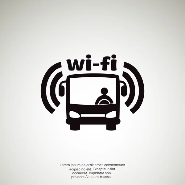 Wi-Fi in bus teken, pictogram vectorillustratie overzicht — Stockvector