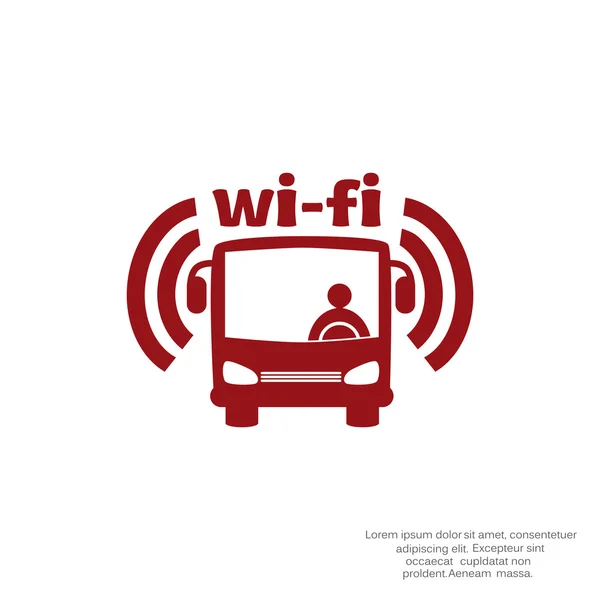 Wi-Fi i buss tecken, ikonen vektor konturen illustration — Stock vektor