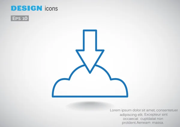 Simbol upload berkas awan, ilustrasi vektor garis luar - Stok Vektor