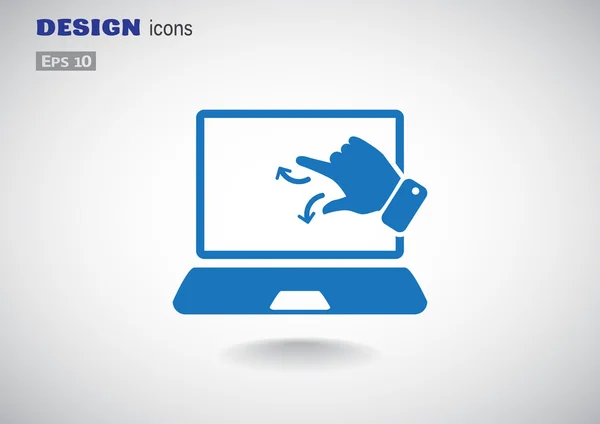 Touch skärm på laptop spindelväv ikonen, disposition vektor illustration — Stock vektor