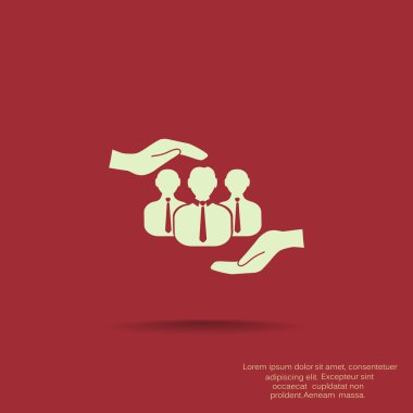 Grup insanlar ve eller simgesini, basit vektör çizim