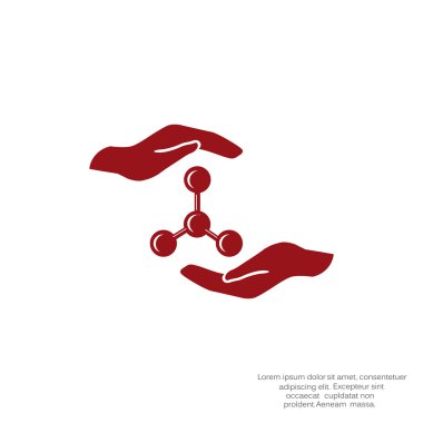 Web simgesi moleküler bileşik ve eller