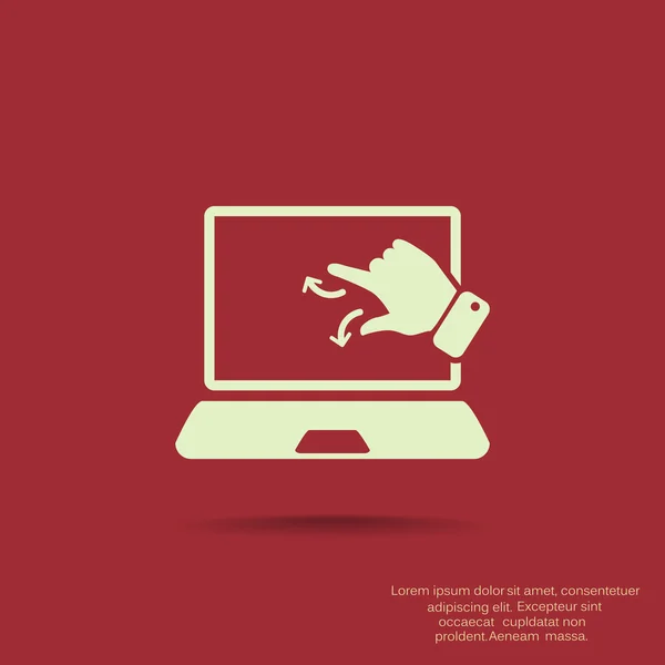Pantalla táctil en el icono web del ordenador portátil, esbozar ilustración vectorial — Vector de stock