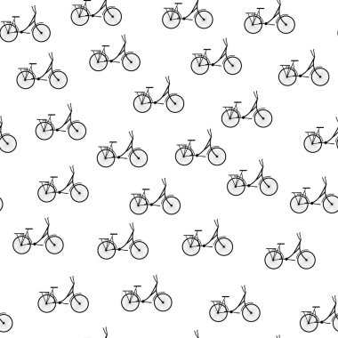 Kusursuz bisiklet şablonu. Şık spor baskısı. Sofra takımı, ambalaj kağıdı, tekstil, bez. Beyaz arka planda bir arka plan. vektör illüstrasyonu