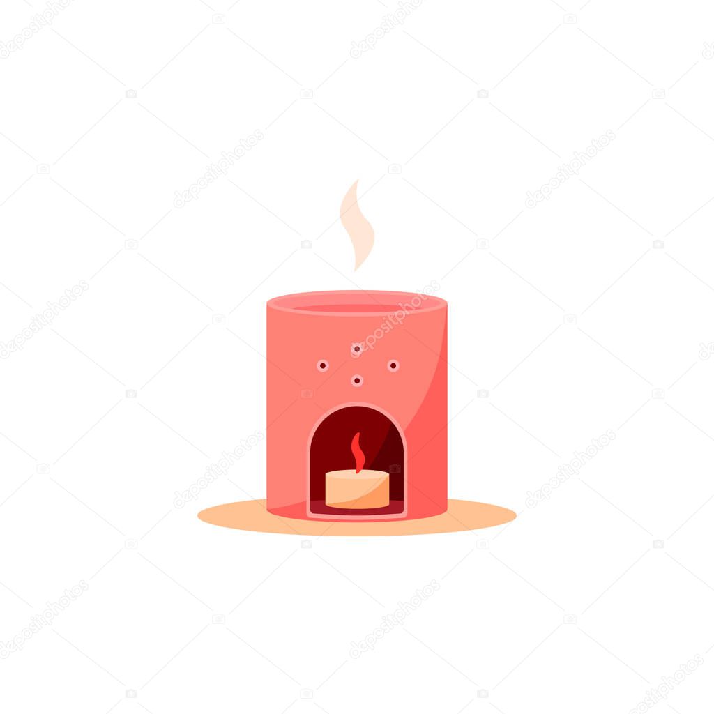 oil burner aroma candle chimney icon vector illustration