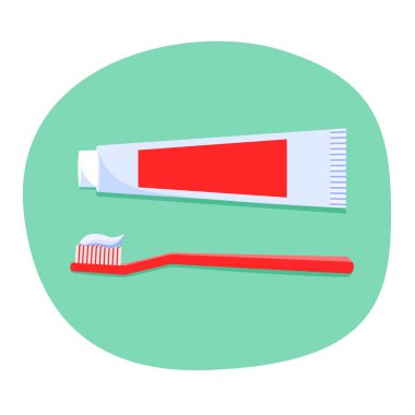 Diş fırçası ve diş macunu vektör çizimi
