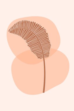 Tropik yapraklar. Modern Boho Minimalist Tarzı. Vektör İllüstrasyonu. Tişört, web tasarımı, güzellik salonları, posterler için bir logo yaratmak için.