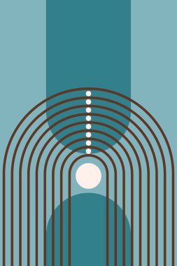 Gökkuşağı Güneşi Boho Minimalist Duvar Yazdırma Sanatı Soyut Yazdırma Bohem Sanatı, vektör hilal, poster vintage