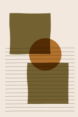 Geometrik poster tasarımı, çizgilerin ilkel elementleri, kareler, daireler, güneş, modern hipster tarzı vektör şablonu.