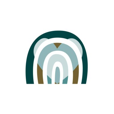 Basit bir gökkuşağı posteri, ikon. Yeşil, turuncu kahverengi renk. Vektör illüstrasyonu