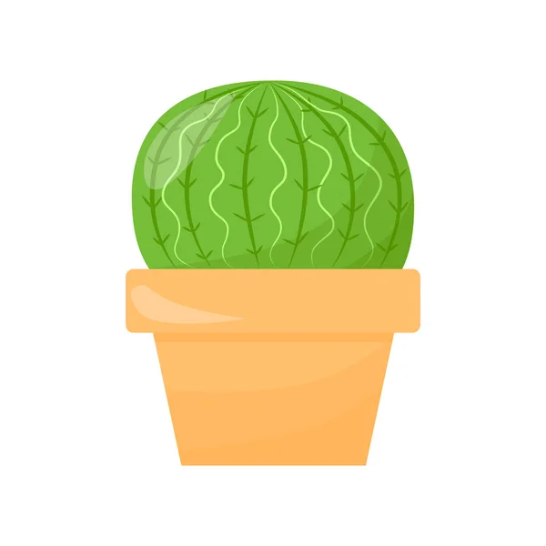 Cactus dans une casserole. Un succulent vert. Illustration de dessin animé plat isolé sur un fond blanc. — Image vectorielle