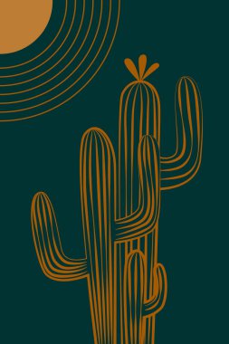 Baskı tişörtü için soyut Minimalist Kaktüs Deseni Arkaplanı, Hediye Dükkanı Etiketi, Duvar Dekorasyonu, Seyahat acentesi Flyer Design posteri