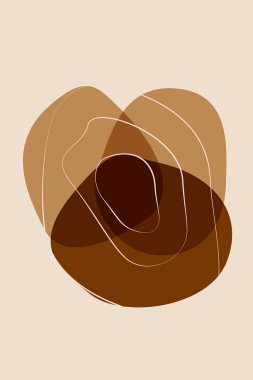 Vazo duvarındaki soyut kahverengi çiçekler. Nötr renkteki çiçek dekoru sadeliği. Kahverengi, mavi, yeşil kremalı. Tek duvar dekoru