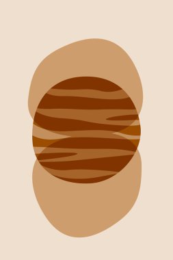 Geometrik denge şekilli soyut çağdaş estetik arka plan. Toprak tonları. Boho duvar posteri. Orta yüzyıl modern minimalist sanat baskısı. Organik şekil.