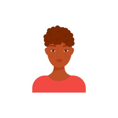 Cute black male character. in a cartoon style. Isolated avatars of boys with pleasant facial expressions. Flat illustration. Vector icon