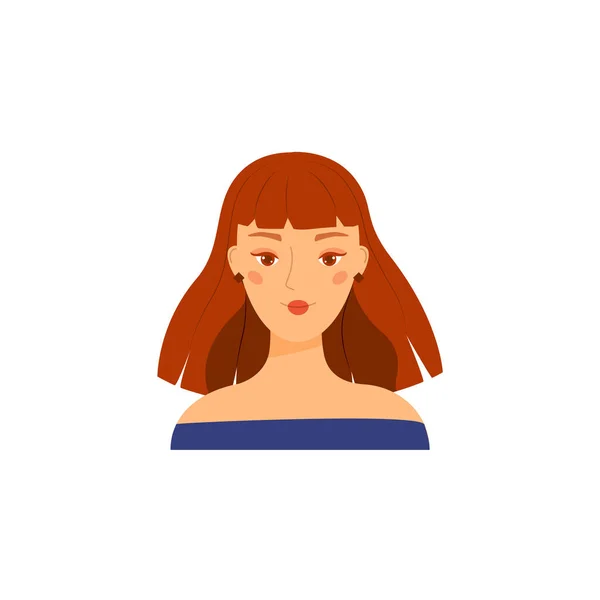 O Ícone Perfil da Cabeça Feminina No Chat é Isolado, a menina com o pão. Feminino Avatar Desenhos Animados Personagem Retrato Ilustração vetorial plana. — Vetor de Stock