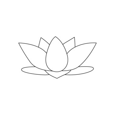 Su zambağı çizgisi ikonu. Beyaz arkaplanda basit bir şekilde vektör illüstrasyonu. Resim kitabı çizimi