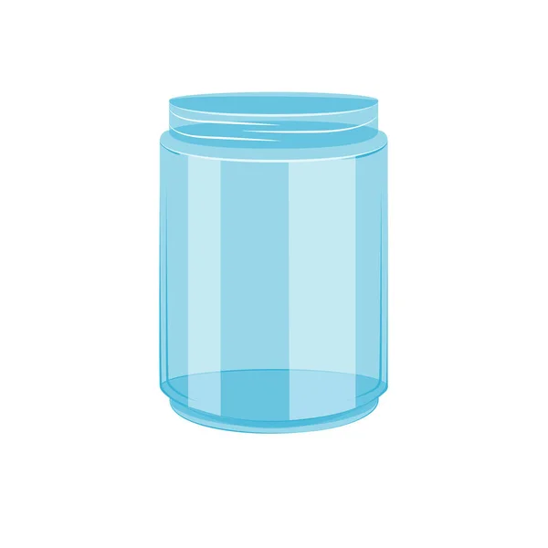 Un frasco de vidrio vacío sin tapa. Ilustración vectorial en el estilo de dibujos animados planos sobre un fondo blanco en aislamiento. Contenedor para semillas, granos, especies, mermelada o conservación — Vector de stock