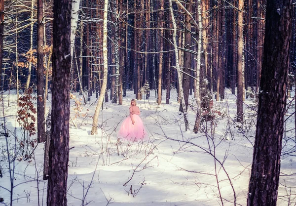 Mujer Bosque Invierno Con Nieve —  Fotos de Stock