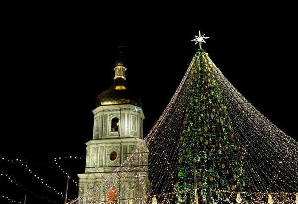 Kyjev Ukrajina 2020 Hlavní Vánoční Stromek Kyjevě — Stock fotografie