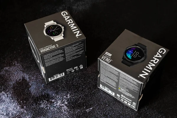 Kijev Ukrajna 2020 Garmin Venu Óra Fekete Kiadásban — Stock Fotó