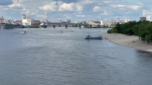 Agosto Kiev Ucrânia Ensaio Desfile Água Rio Dnipro Antes Ocasião — Vídeo de Stock