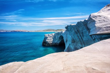 Sarakiniko beach at the island of Milos in Greece clipart