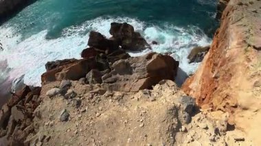 Girit Spilie sahilindeki fırtınalı deniz, Girit Adası, Rethymno