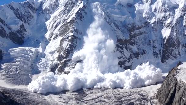 Naturens kraft. Avalanche i Kaukasus — Stockvideo