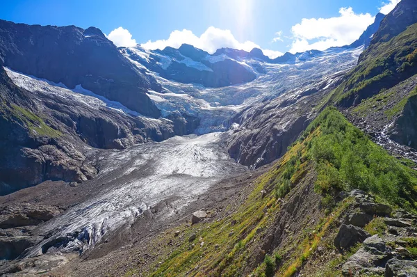 Vista Circo Glaciar Alibek Região Dombay Cáucaso Rússia Foto Foi — Fotografia de Stock