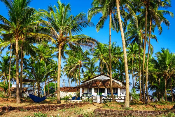 Bungalow unter Palmen — Stockfoto