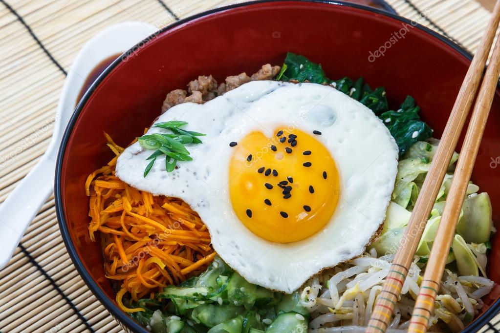 bibimbap with sunny egg, korean dish