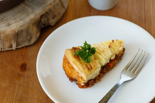 Schäferkuchen mit Gabel — Stockfoto