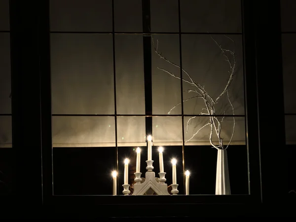 Advent lights on the windowsill — Stock Photo, Image