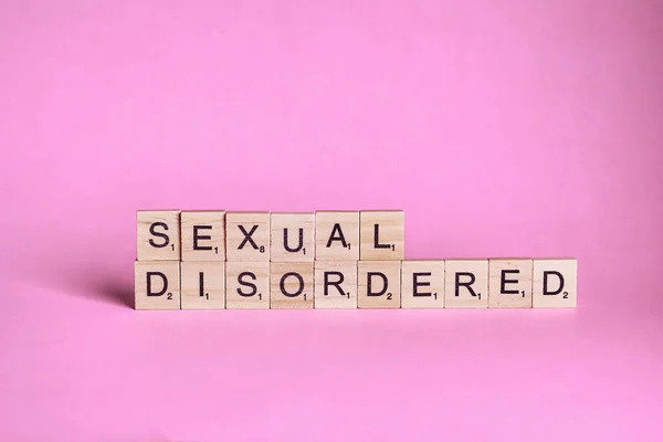 Sexual Disordered Words Represented Wooden Letter Tiles Isolated Colour Background — Stock Photo, Image