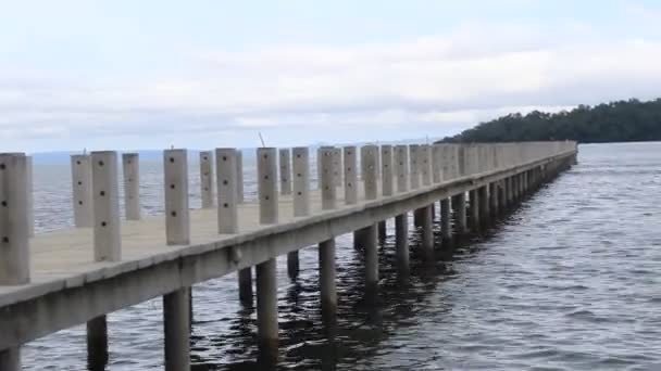 Ponte Longa Costa Mar Concreto Construir Bela Vista Com Vista — Vídeo de Stock