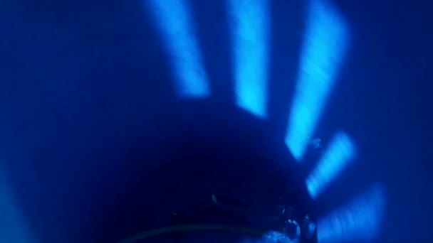 Corrugated Lights Hole Dark Blue Underwater Bubbles — Stock Video