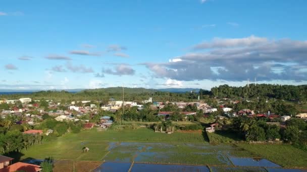 夏季空中拍摄风景的城镇村高角镜头 — 图库视频影像