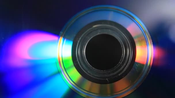 Colorful Reflected Rainbow Effects Dvd Disc Focus Rolling Shoot — Stok Video