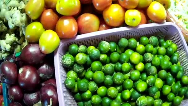 Livsmedel Frukt Och Grönsaker Fresh Market Display — Stockvideo