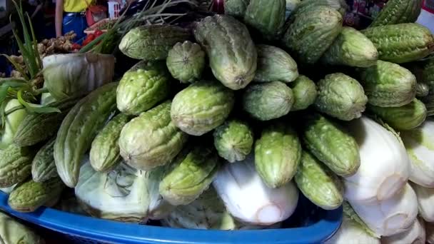 Livsmedel Frukt Och Grönsaker Fresh Market Display — Stockvideo