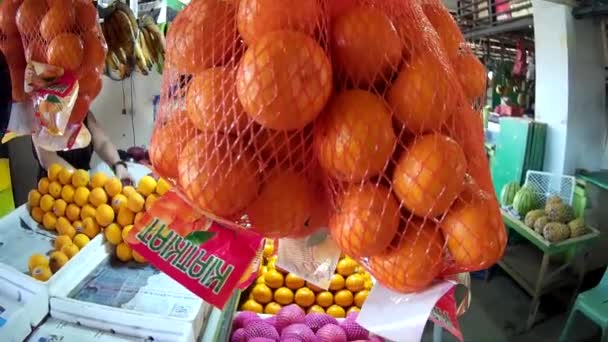 Naranja Alimentos Frutas Hoja Verde Mercado — Vídeo de stock