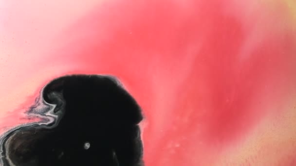 Giallo Artistico Rosso Nero Movimento Colore Miscelazione Glow Superfici — Video Stock