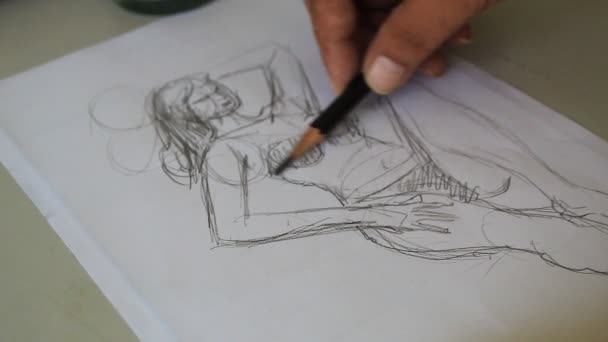白板纸上的炭笔画 — 图库视频影像